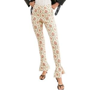 WeWoreWhat Slit Fit-and-Flare Pants in Victorian Floral (A)